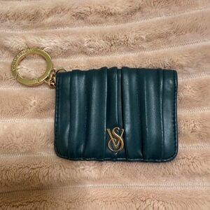 Victoria's Secret Teal Quilted Wallet with Gold Accents